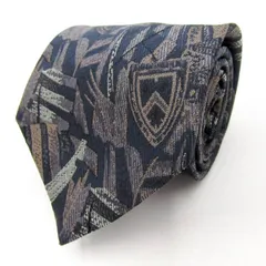 レノマ ブランド ネクタイ 総柄 パネル柄 幾何学模様 シルク PO  メンズ グレー renoma 【中古】