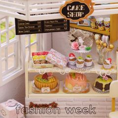 【新品】ドールハウス 手作りキット セット ミニチュア ケーキ屋さん 猫