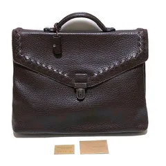 ●【美品】BOTTEGA VENETA ボッテガ ヴェネタ ビジネスバッグ　イントレチャート/am-A-212-5755-21.2/レザー/ブリーフケース/正規品/本物 ダークブラウンのレザー製ビジネスバッグ。フラップ式で外側にジッパーポケット付き。
