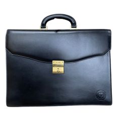 ◆中古品◆mila schon ミラショーン 牛革 レザー ビジネスバッグ ブリーフケース 黒 ブラック kyX16387N