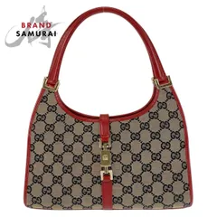 美品 GUCCI グッチ ジャッキー レッド ベージュ ゴ GGキャンバス/レザー 002 1068 ホーボー ショルダーバッグ ハンドバッグ 411359【中古】
