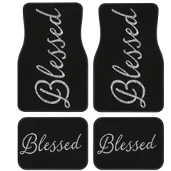 フロアマット 4枚セット イングリッシュ柄 ブレステッドスタイル ポリエステル製 耐久性高い 全車種対応 簡単お手入れ モダンカーインテリア ハロウィン 感謝祭 誕生日 プレゼント用 スタイリッシュな車内装飾 男女兼用デザイン ブラックホワイト