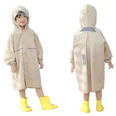レインコート キッズ カッパ 子供 ランドセル 男の子 女の子 こども用レインコート レインポンチョ 子供 雨具 雨合羽 軽量 防水 速乾 夜間反射 ツバ 収納袋付き 薄型 レイングッズ 梅雨 豪雨 自転車 通園 通学 キャンプ アウトドア カーキ 2XL