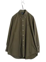 【お得なクーポン配布中!】 90s ラルフローレン 長袖 ボタンダウン シャツ メンズ L / オールド ポロ 長袖シャツ コットン ワンポイント BD ゆったり シンプル カーキ