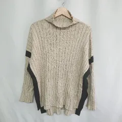 ◇ ⊇ ＳＣＯＴＣＬＵＢ ハイネック バイカラー オーバーサイズ 長袖 ニット サイズ9 ベージュ レディース E  【1409100058222】