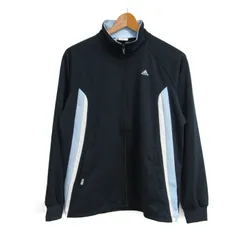 アディダス ジャージ トラックジャケット 長袖 クライマライト スポーツウエア アウター レディース Lサイズ ネイビー adidas 【中古】