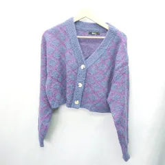 ◇ menidiom 総柄 長袖 ニットカーディガン 表記なし パープル系 レディース E  【1408060031214】