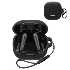 【人気商品】NC 用 ケース カバー 【NOUKAJU】 4 ワイヤレス イヤーホン シリコン Liberty 保護ケース （カラビナ付き+ストラップ付き ） 落下防止 Soundcore キズ防止 耐衝撃 装着充電可能 Anker 防水 防塵 (ブラック)