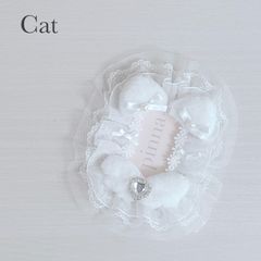No.11 レースデコ ホワイト Angel ねこ