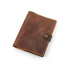 システム手帳 本革ノートA5サイズ 本革 ノートカバー レザー 手縫い 手作り オリジナル 3色 ノート メモ帳 カード収納 (茶色)