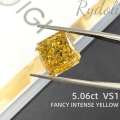 5.06ct VS1 Fancy Intense Yellow ラボグロウンダイヤモンド ルース IGI鑑定書付き ファンシーインテンスイエロー スクエア レディエントカット イエローダイヤモンド リング ネックレス用 ラボダイヤ オーダーメイド対応