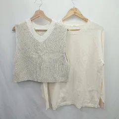 ◇ ⊇美品 ニコアンド アンサンブル 2way ニットカットソー ニットベスト サイズフリー アイボリー系 レディース E  【1507250013839】