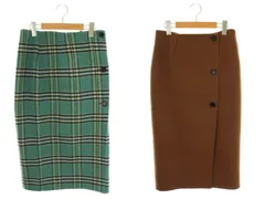 イエナ IENA ダブルフェイスリバーシブルミッドカーフスカート タイト ミモレ ロング 36 緑 グリーン 茶 ブラウン /AT ■OS