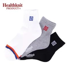 【新品】 Healthknit Product ヘルスニットプロダクト 3P クォーターソックス メンズ Hマークライン FREE 25-27cm 靴下 ソックスのサムネイル