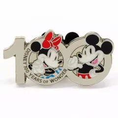 【中古】バッジ・ピンズ ミッキーマウス＆ミニーマウス ピンバッジ 「ディズニー100周年 イヤー・オブ・ワンダー」 JCBディズニーカードクラブ限定記念グッズ