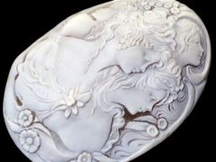 大判 天然シェルカメオ　作家サインあり　ルース 大きめ ジュエリー極】極上品 作家サイン刻印有り 作家品 希少な超大判