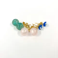 【ハンドメイド】UVレジンピアス　球体　薔薇　セットC 
