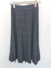 ◇ ⊇ INDIVI インディヴィ 総柄 ニット 膝下丈 プリーツ スカート サイズ36 ネイビー ブラック系 レディース E  【1507160014346】