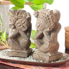 【2体セット】エスニック アジアン　バリニーズ　石像　置物　オブジェ 飾り
