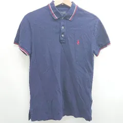 ◇ ⊂ ポロ バイ ラルフローレン トリコロール 半袖 ポニー刺繍デザインポロシャツ サイズXS ネイビー系 メンズ E  【1507280013953】