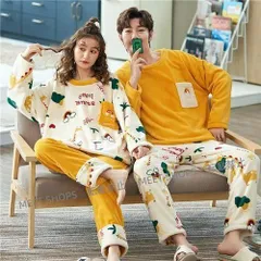 【新品未使用】ペアパジャマ 冬 もこもこ カップル ペア ルームウェア セット 長袖 ペアパジャマ モコモコ メンズ ペアパジャマ カップル 秋冬 結婚祝い プレゼント ペアパジャ ddhc56