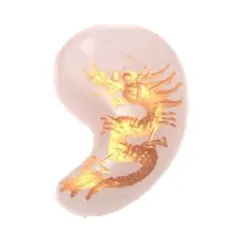 天然石 勾玉 M 龍彫り ローズクォーツ パワーストーン 現代勾玉 パワーストーン バラ売り 龍 金彫り勾玉 パワーストーン