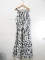 NOBLE ノーブル キャミワンピース ノースリーブ ロング シアー素材 ゼブラ柄 グレー系 サイズ表記なし