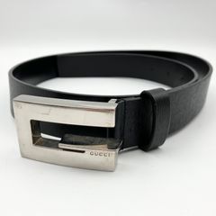 GUCCI グッチ Gロゴバックル ベルト 黒 シルバー イタリア製 90/36