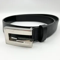 GUCCI グッチ ロゴ バックル レザー ベルト 本革 ブラック 黒 メンズ レディース SG279-8