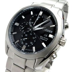 シチズン エコドライブ メンズ ソーラー クロノグラフ チタン 黒文字盤 B612-S068576 時計 CITIZEN CA0021-53E 箱 保証書 稼動品