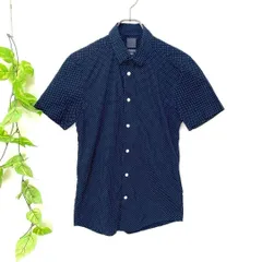 H&M✨メンズ 半袖シャツ ネイビー ドット柄 XS スリムフィット 上品カジュアル
