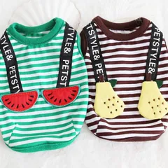 犬 服  夏用 犬服 犬の服 春夏 ドッグウェア ペット服  ペット用品 犬用品 ペットウェア  猫 かわいいフルーツのボーダータンクトップ（XS-XL）