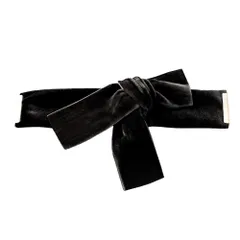 【ブラック×ワンサイズ】[Cream dot. クリームドット公式] ヘアアクセサリー レディース クラップカフ ベロア リボン アシンメトリー 光沢感 ベルベット ポニーフック ヘアゴム ロールカフ ワンタッチ 髪留め まとめ髪 大人 