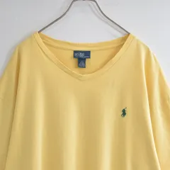 90s～ POLO by Ralph Lauren ラルフローレン プレイヤーロゴ ワンポイント 刺繍 デザイン VネックTシャツ USA アメリカ古着 ヴィンテージ メンズXXL相当