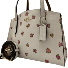 未使用級<!-利用不可文字-!>COACH ショルダーバッグ 2way キャリーオール フローラル コーチ　ウィズ　フローラル チャーリー　キャリーオール　花柄　 ショルダーバッグ　2way トートバッグ レザー　ピンク　55374  ハンドバッグ