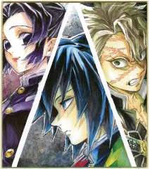 【中古】紙製品 しのぶ＆冨岡＆実弥 「鬼滅の刃 提供イラスト(柱合会議・蝶屋敷編)ランダム複製ミニ色紙」