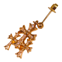 クロムハーツ / CHROME HEARTS　トリプルCHクロス ドロップピアス　22K with パヴェダイヤモンド