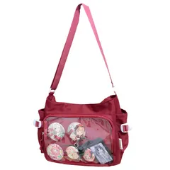 [ハルジオ] 痛バッグ ショルダー 痛バ A4 痛バック ショルダーバッグ 推し活バッグ 可愛い お洒落 いたばっく いたば 黒 白 赤 水色 茶色 ブラック ホワイト レッド ブルー ベージュ 推し活 ぬい 推し バッグ 鞄 かばん 人気 シート [レッド]