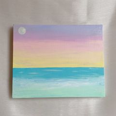 優しい海✴︎ 絵画　アクリル画　パステル　カラー　可愛い　綺麗　美しい　原画　淡い　風景　キャンバス画　オリジナル　波