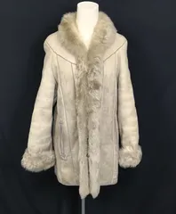 スペイン製★高品質★COSEIN★本革/ラムレザー/ムートンファーコート/アウター【11/L/ベージュ】◆BA843