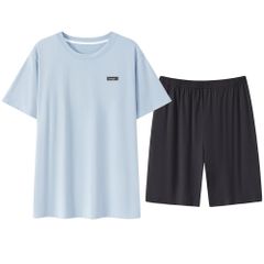 [Akihee] パジャマ メンズ 夏 上下2点セット ルームウェア 涼感 ゆったり 吸汗通気 肌に優しい 寝間着 部屋着 柔らかい 快適 薄手涼感 夏大活躍
