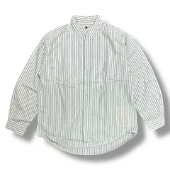 参考上代34100円 未使用品 issuethings 24AW ストライプシャツ イシュ―シングス 24A/53-c-01 ホワイト×グリーン 1 81293A5のサムネイル