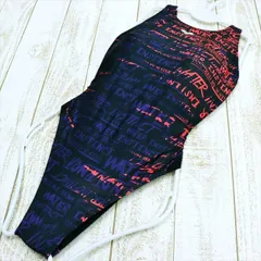 SE3-A47☆arenaアリーナ競泳水着 L つるぴた 刺激的でクール オープンバック 英字 ロック レディース 練習用水着 フィットネスジムプール ワンピース■