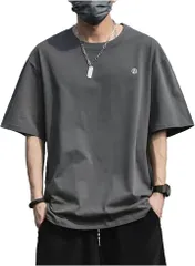 X-cross クロス tシャツ メンズ 半袖 綿 無地 スポーツ 透けない インナー ポリエステル ワンポイント オシャレ アウトドア 半袖tシャツ シンプル デザイン かっこいい カットソー トップス クルーネック(グレー,  2XL)