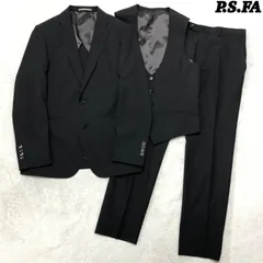 P.S.FA セットアップ 3ピーススーツ ストライプ 背抜き A5サイズ ブラック 黒 Perfect Suit FActory パーフェクトスーツファクトリー