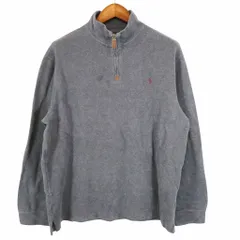 Polo by Ralph Lauren ポロバイラルフローレン ワンポイント ハーフジップ  スウェット 刺繍 グレー (メンズ XL) 中古 古着 O4895