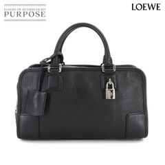 新品同様 ロエベ LOEWE アマソナ 28 ハンド バッグ レザー ブラック シルバー 金具 352.45.A03 Amazona 28 90289594