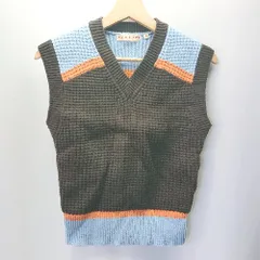 ◇ UNIQLO ユニクロ MARNIコラボ Vネック オシャレ カジュアル ‐ ベスト サイズS ブラウン ライトブルー レディース E  【1404240016583】