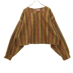 ZARA ザラ ストライプ柄 長袖 ニット S オレンジ系 ラメ レディース 古着