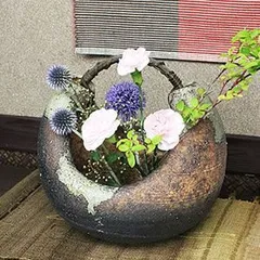 信楽焼 陶器 花入れ やきもの 壷 花瓶 花器 古陶つる渡し花入れ ha-0001